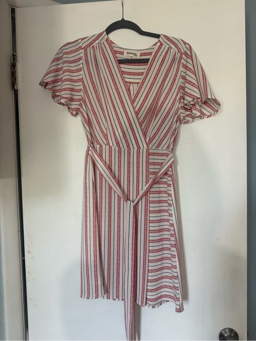 Red & White Striped Wrap Dress